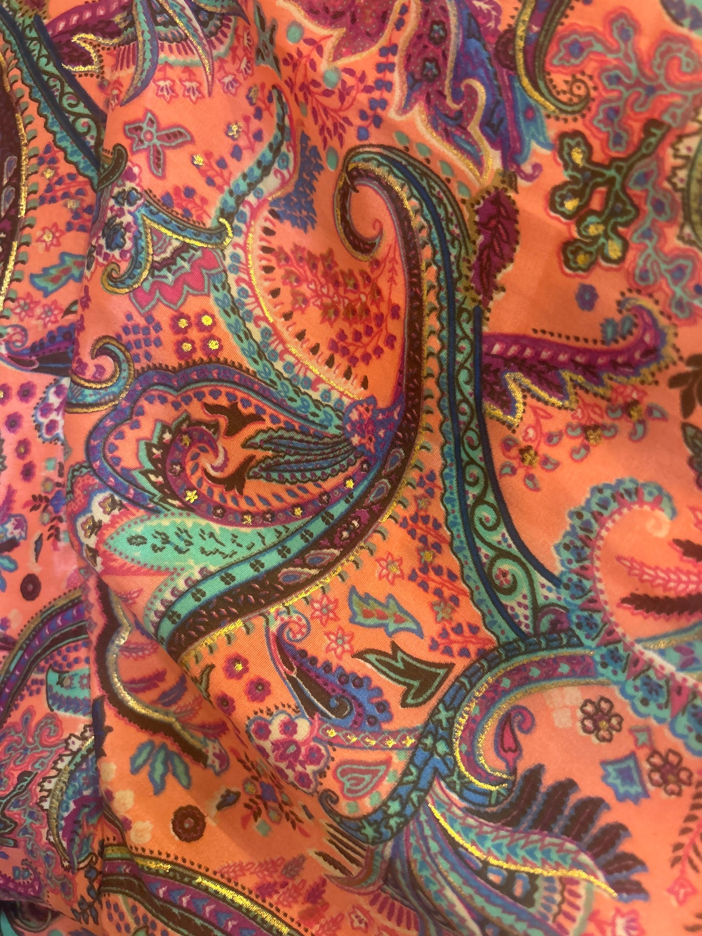 Aura Bell Sleeve Butterfly Cropped Top – Coral one of a kind Print