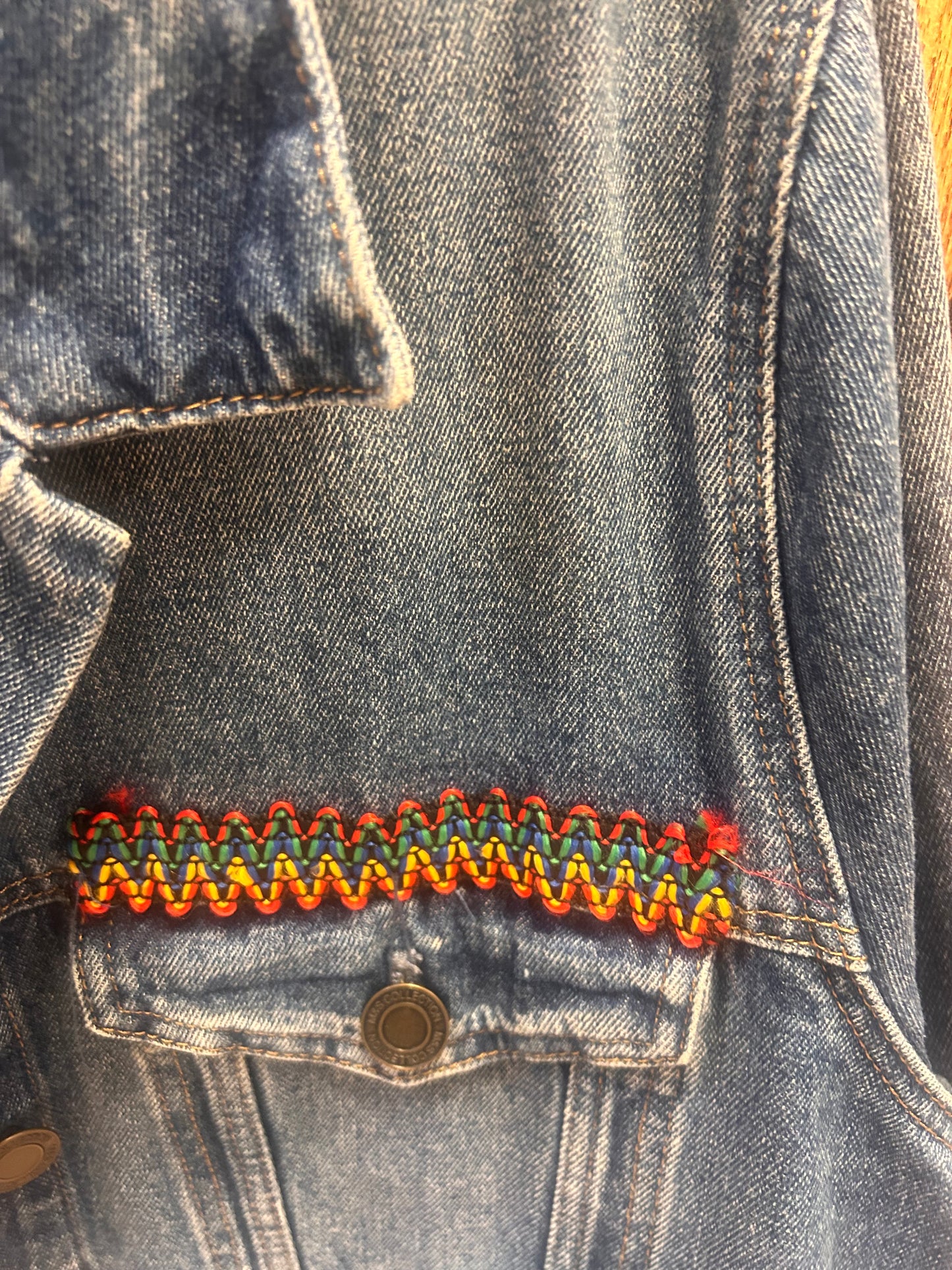 Customised Denim Jacket – Chakra & Tassel Detail size 14