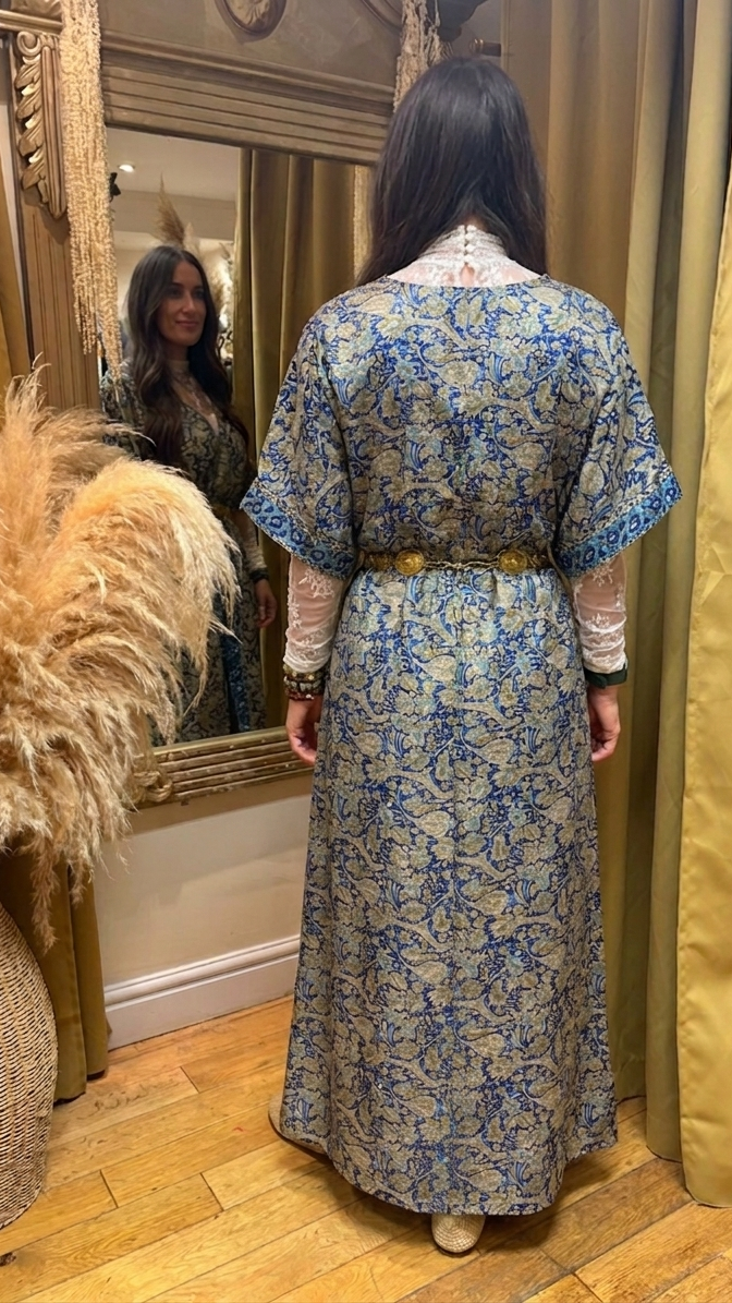 Serenity Recycled Sari Silk Maxi Dress – One Size 10-14