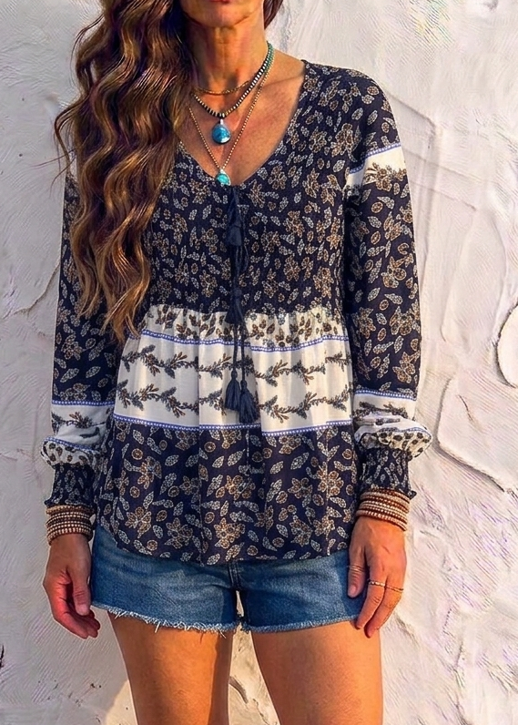 Gold & Silver Paris Ditsy Print Boho Blouse one size 10-14