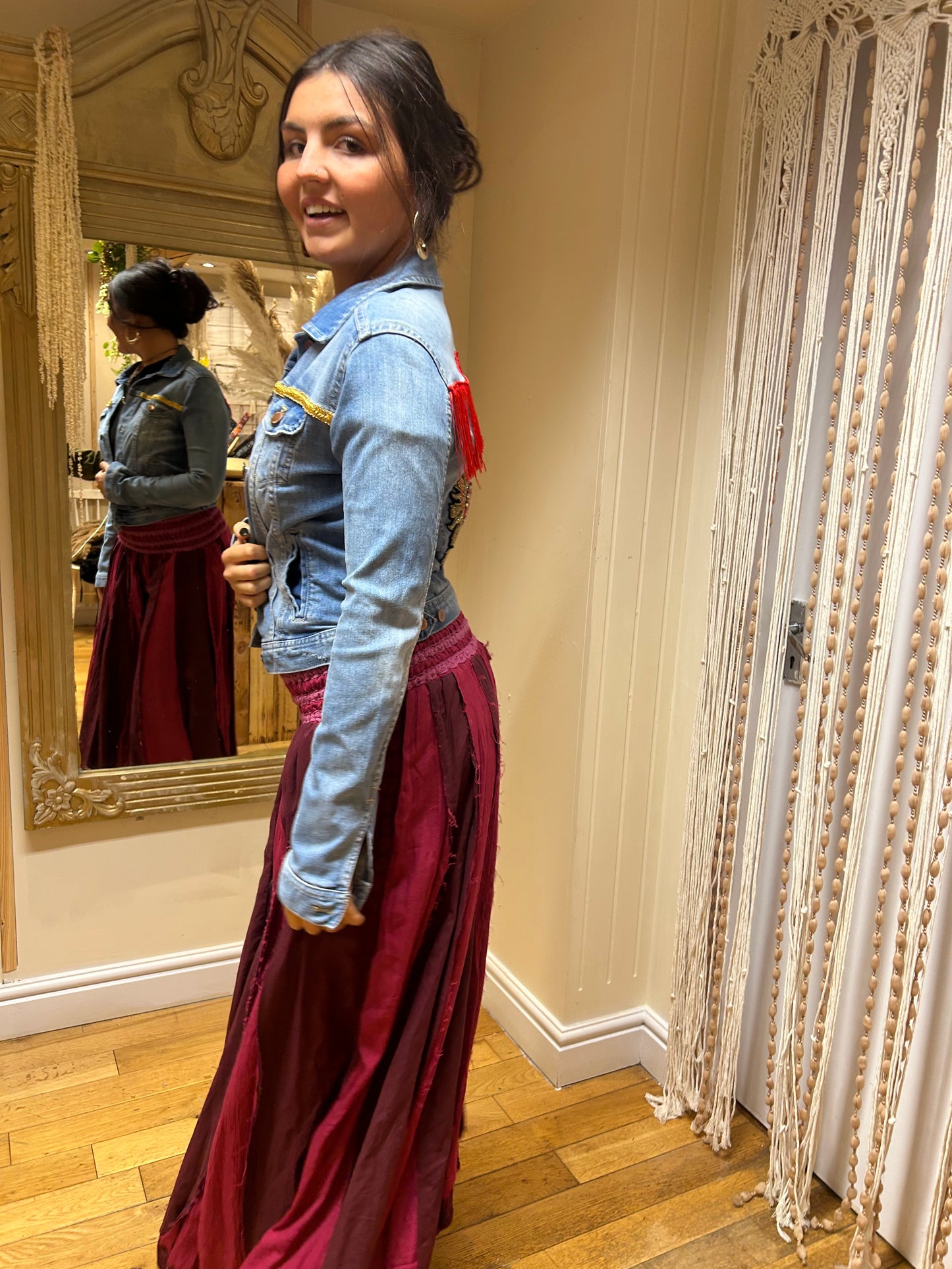 Customised Cropped Denim Jacket – Diamante heart size 10