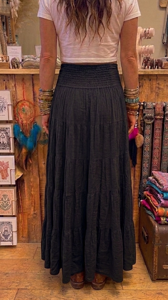 Black Tiered Maxi Skirt