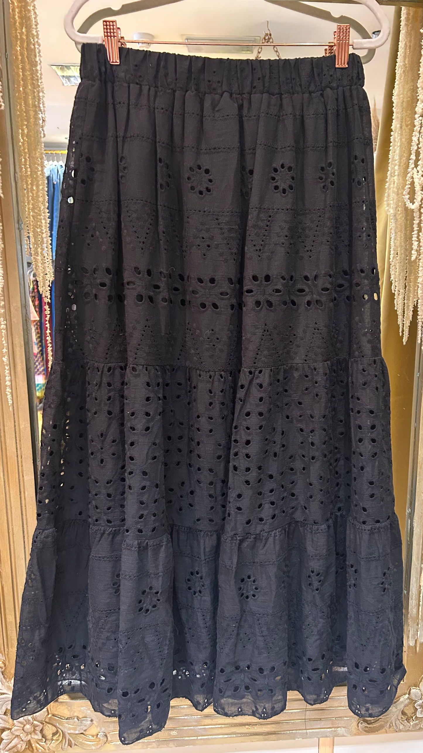 Solstice - Black Broderie Anglaise Maxi Skirt