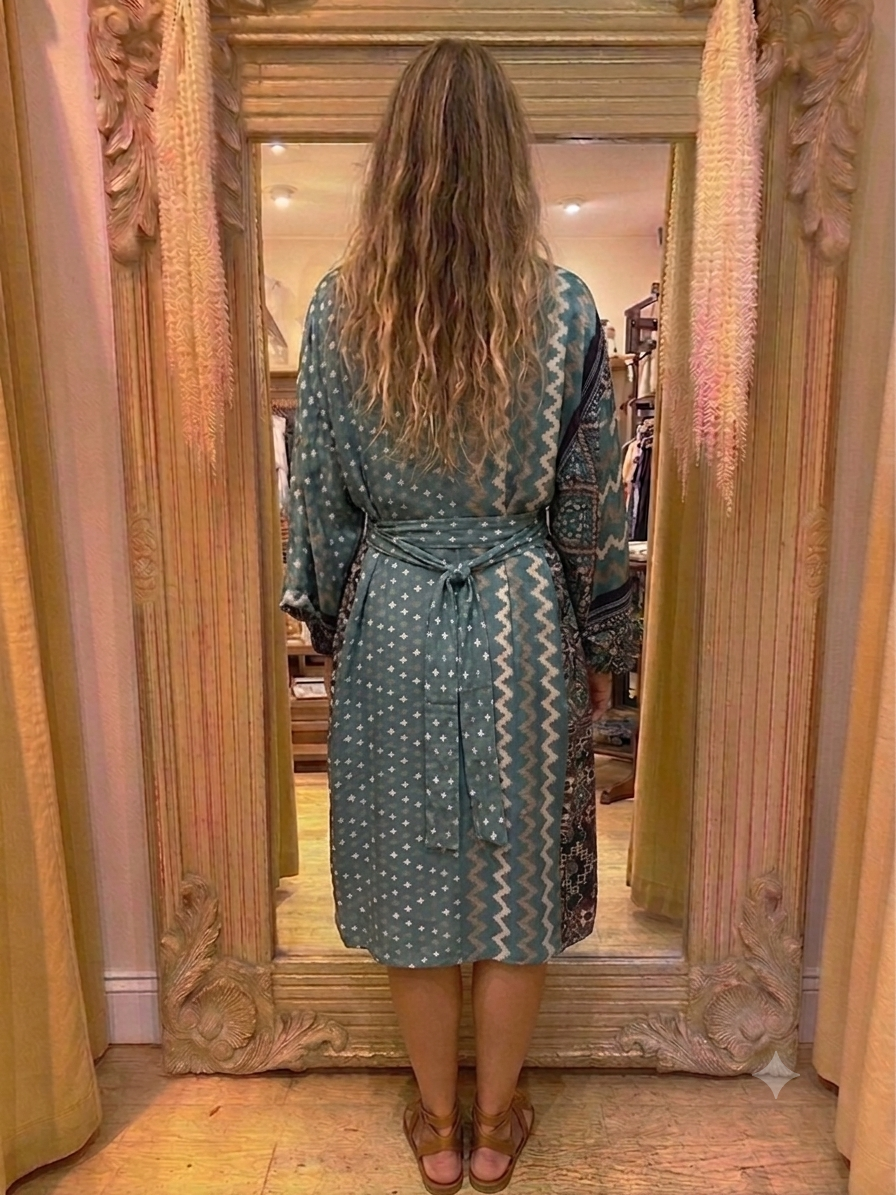 Kali One of a Kind Recycled Sari Silk Kimono