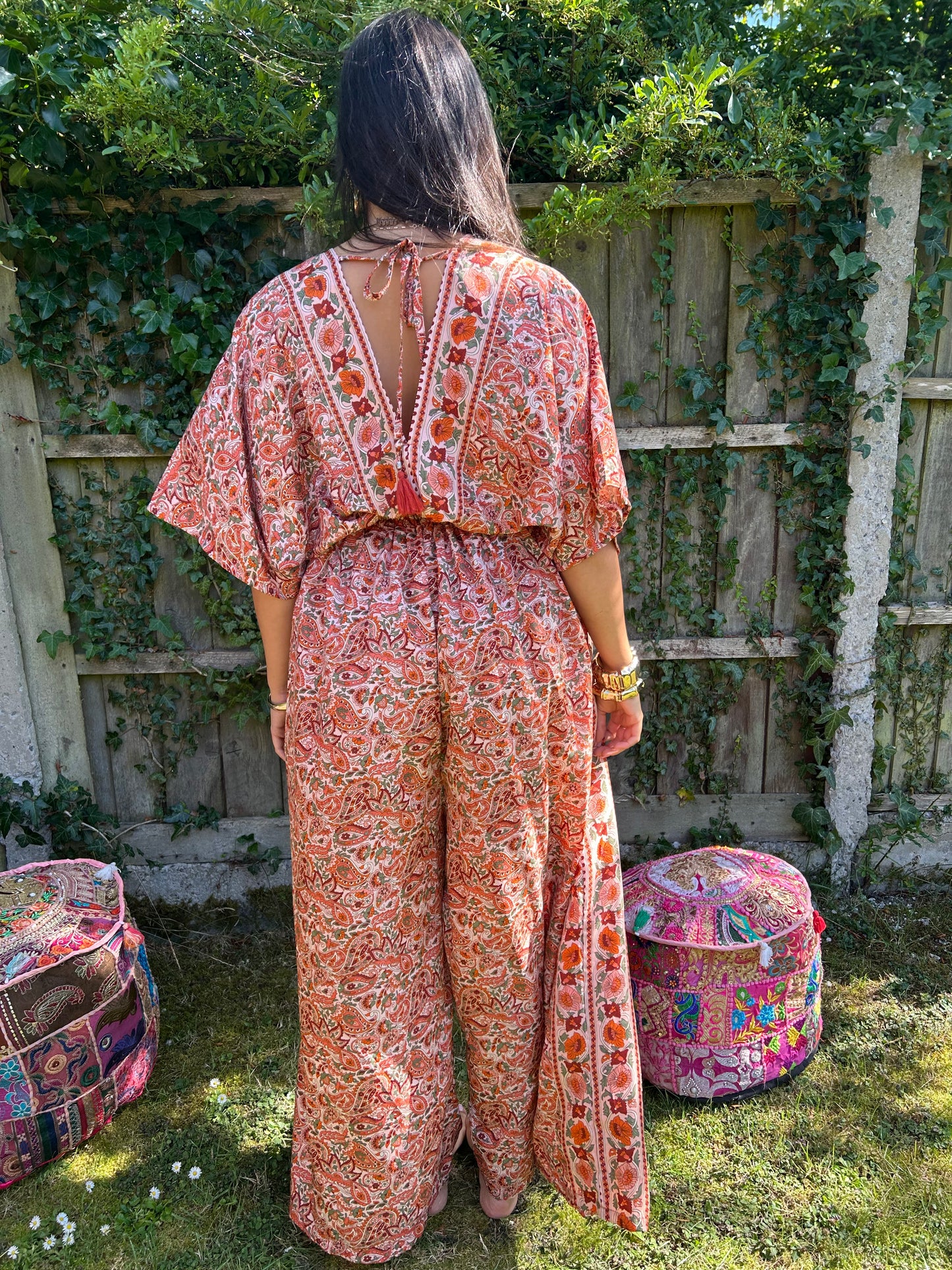 Namaste Recycled Sari Silk Palazzo Jumpsuit