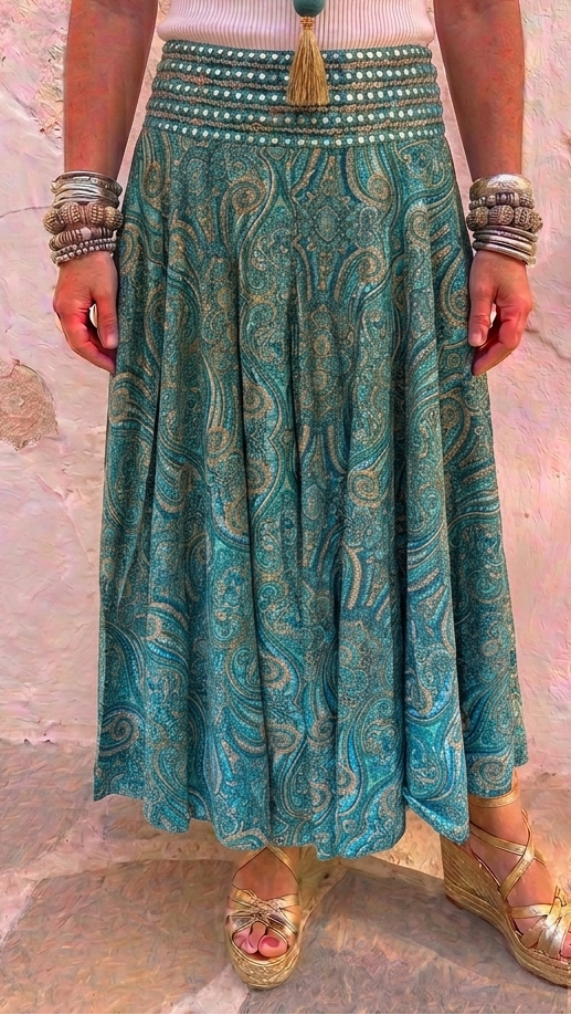 Indra Light Blue Embellished Boho Culottes