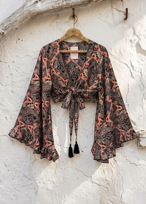 Aura Bell Sleeve Butterfly Cropped Top.