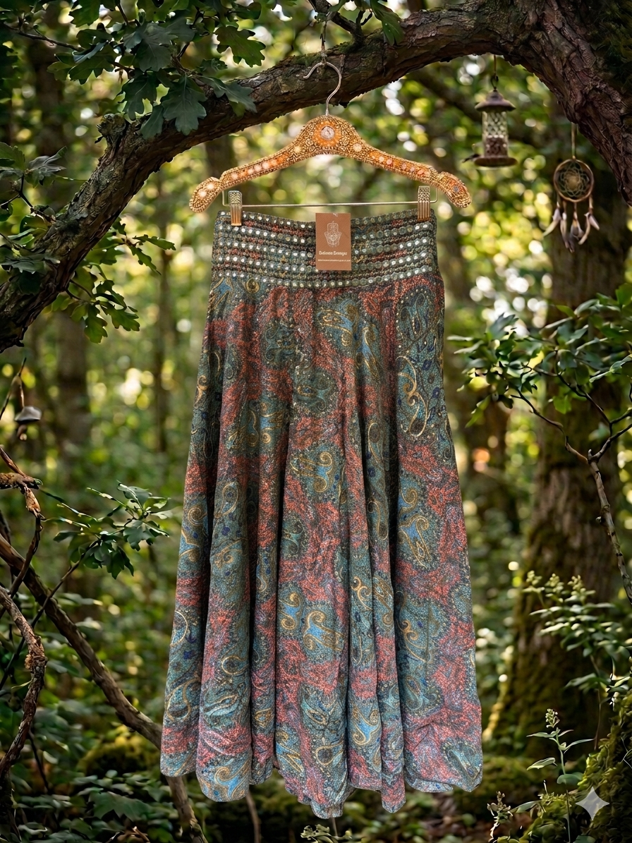 Indra Light Turquoise Embellished Boho Culottes