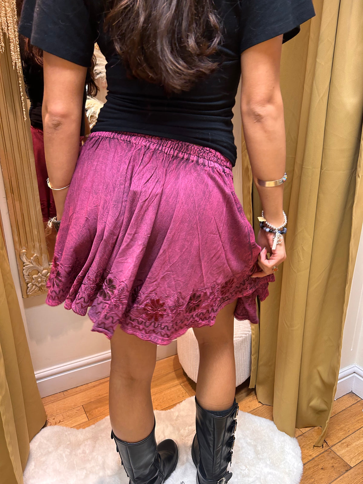Embroidered Skater Skirt – Pink one size 8-14