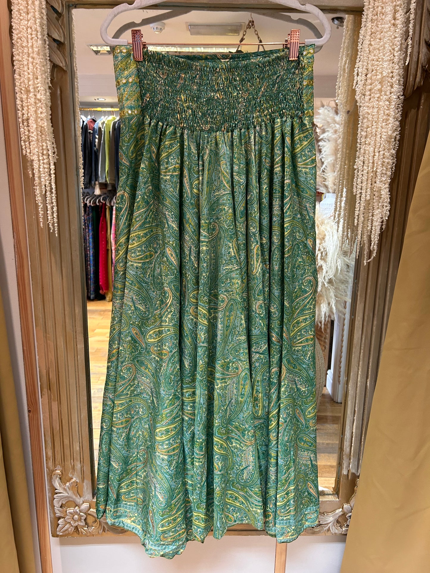 Indra bright green embellished Boho Palazzo Pants one size 10-14