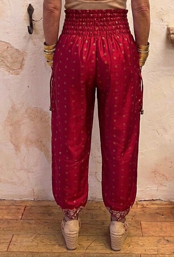 Aurora bright pink Silk mix Harem Pants – One size 8-12