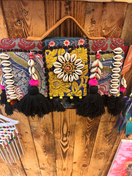 Banjara Patchwork Boho Bag with Shells, Beads & Tassels