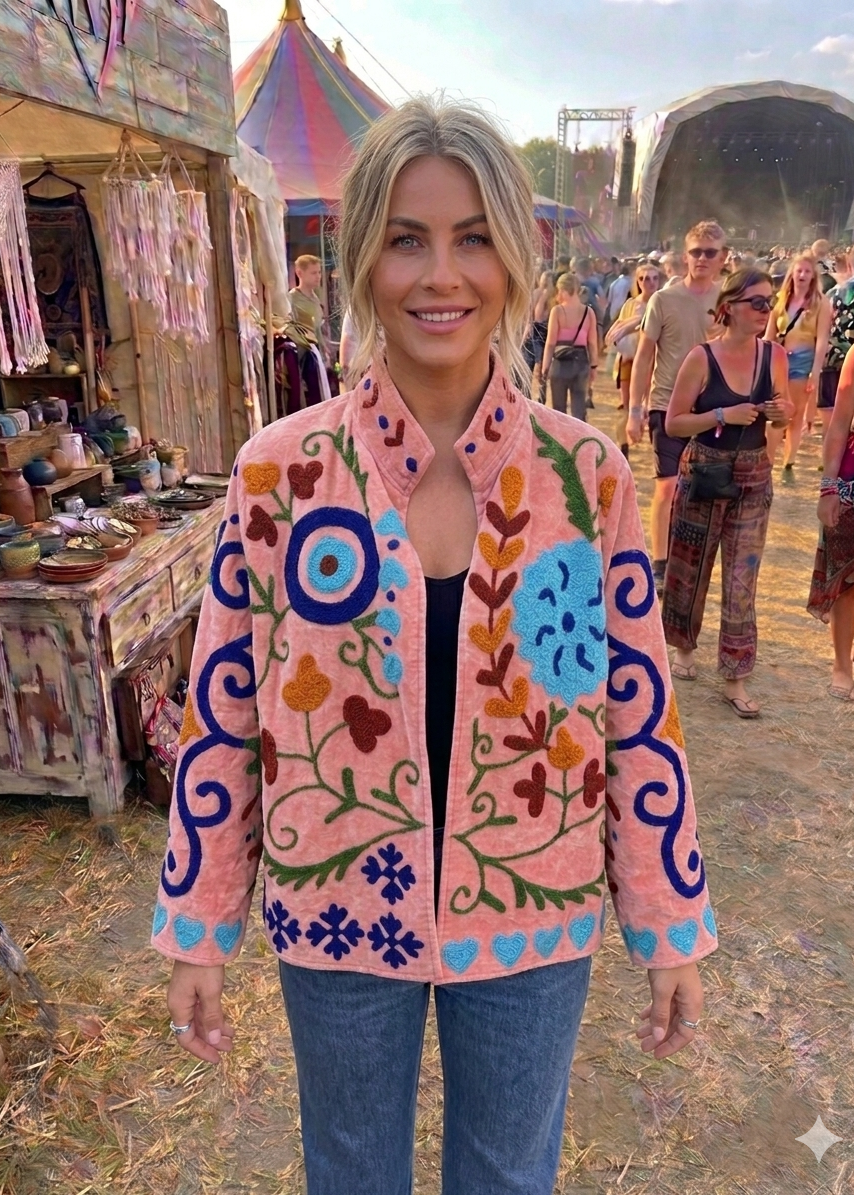 Suzani One of a Kind Velvet Embroidered Jacket