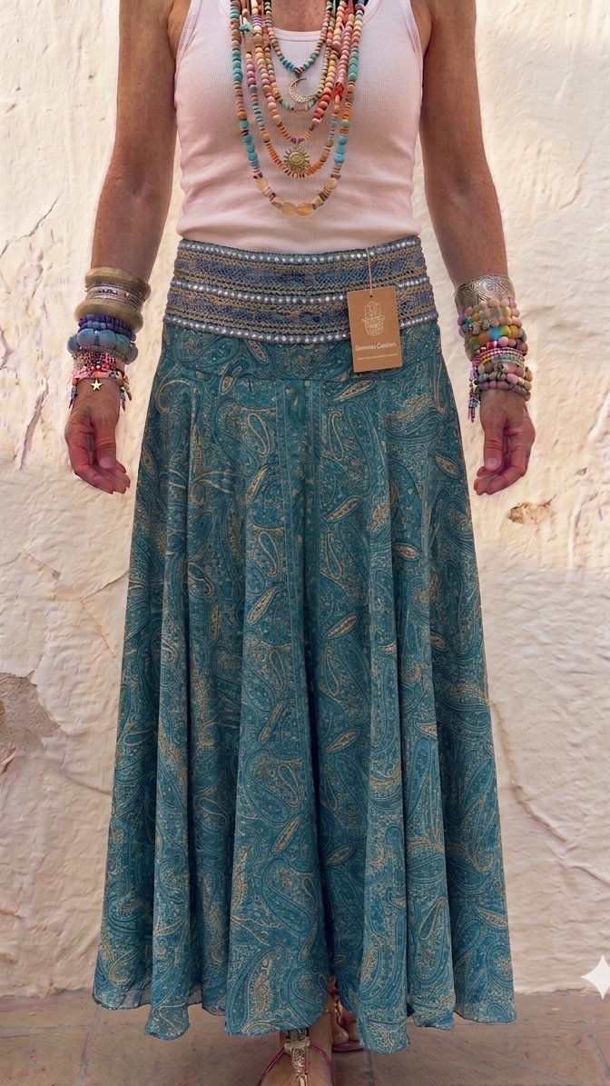 Indra Light Teal embellished Boho Palazzo Pants one size 10-14