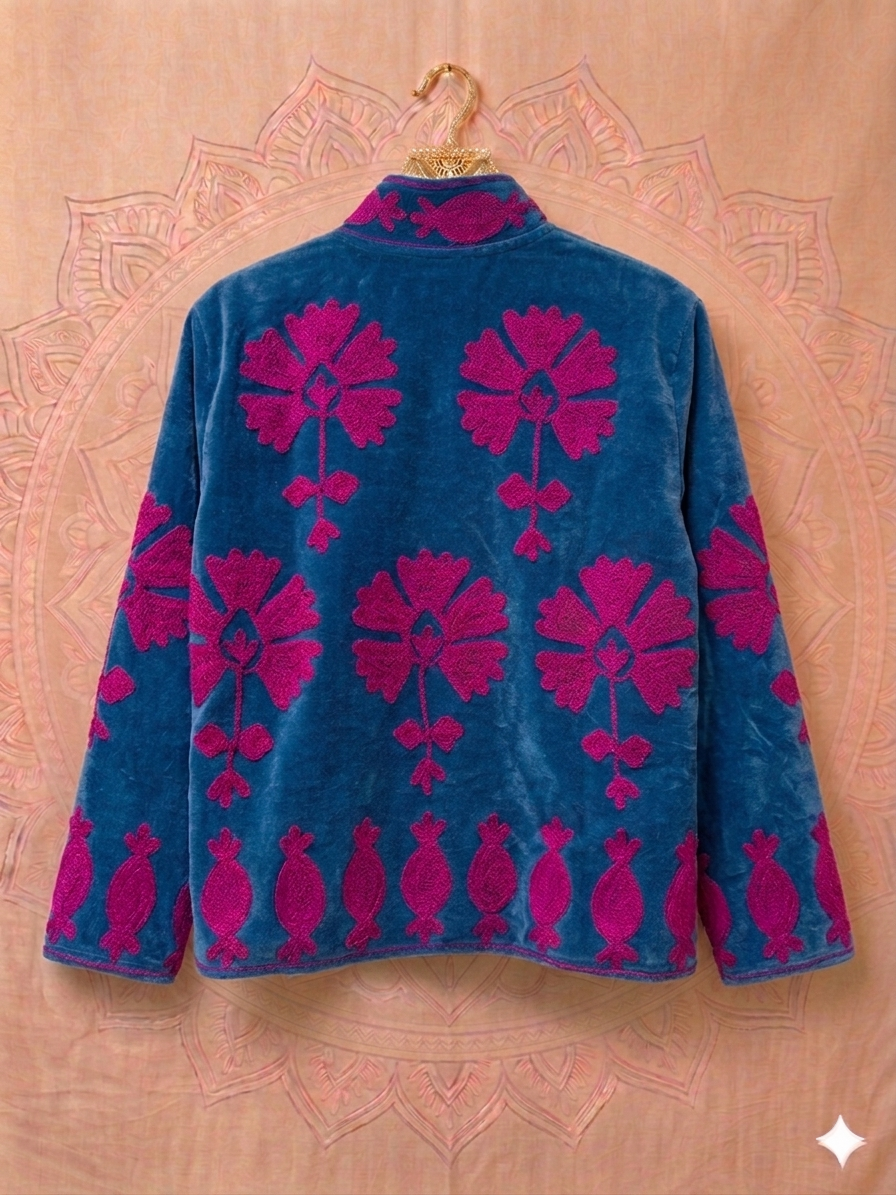 Suzani One of a Kind Velvet Embroidered Jacket