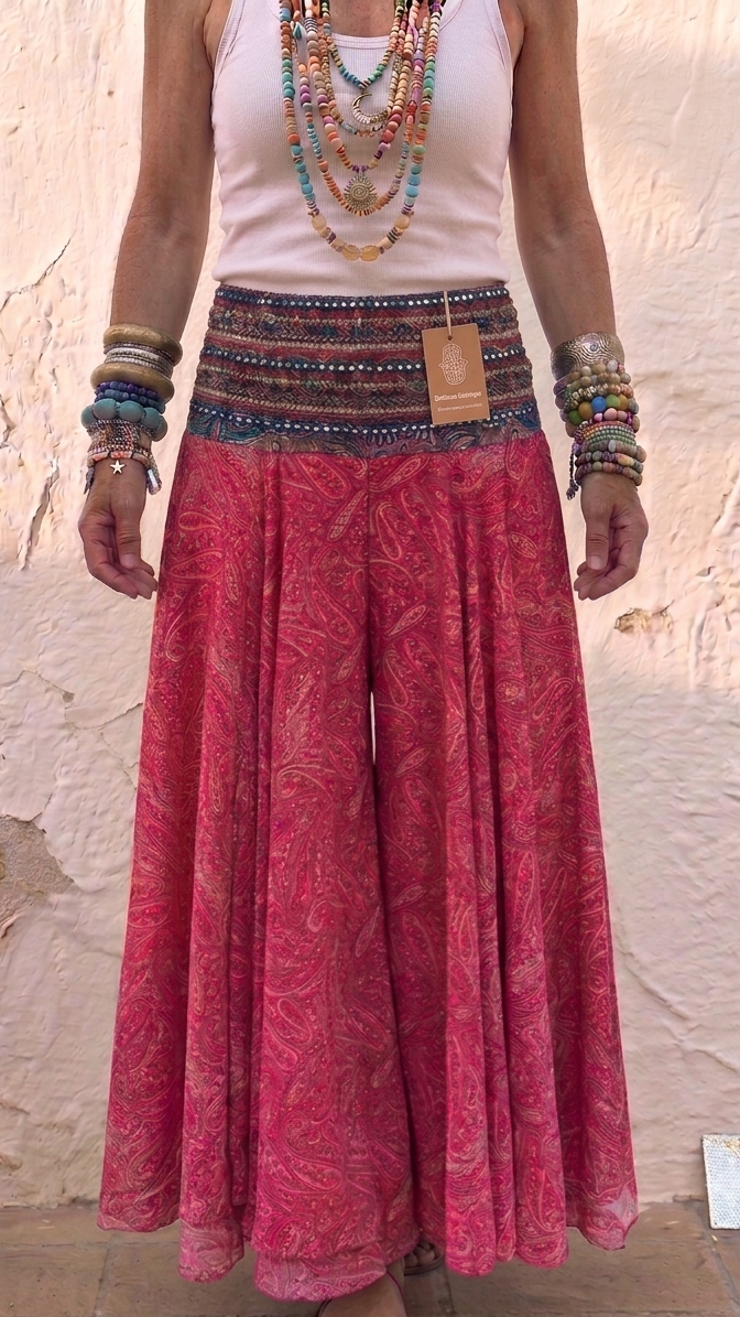 Indra deep pink embellished Boho Palazzo Pants one size 10-14