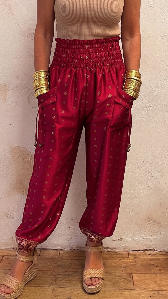 Aurora bright pink Silk mix Harem Pants – One size 8-12