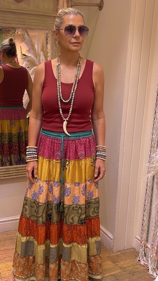 Gypsy Soul Recycled Sari Silk Skirt