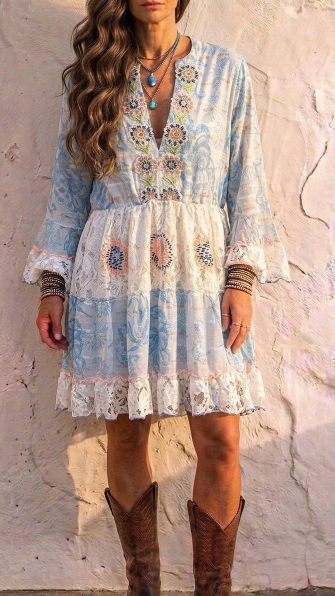 Serena Embroidered Mini Dress One Size 14-16