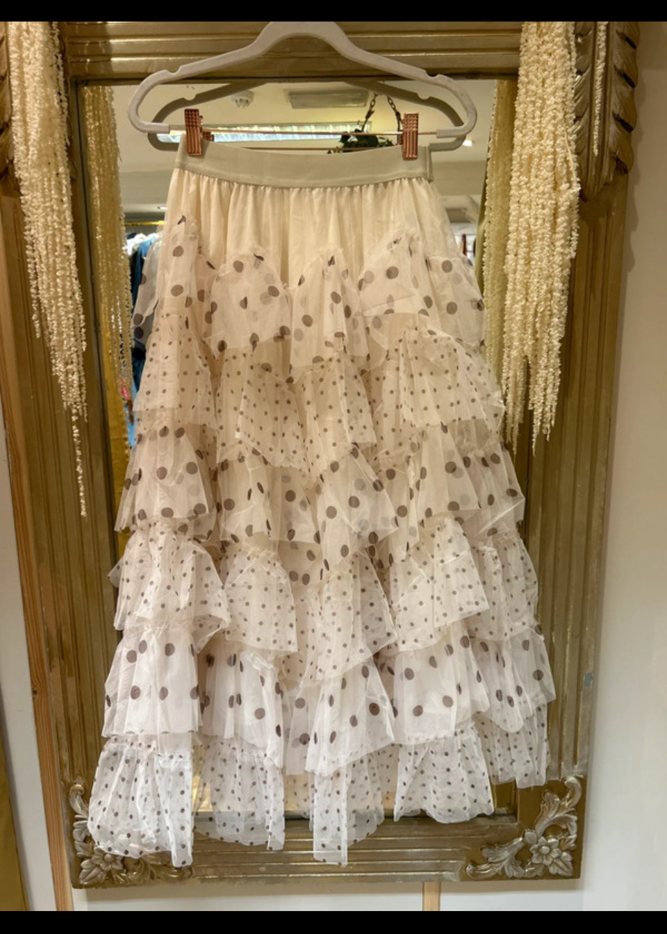Seraphina Ruffle Chiffon Polka Dot Midi Skirt one size 8-12