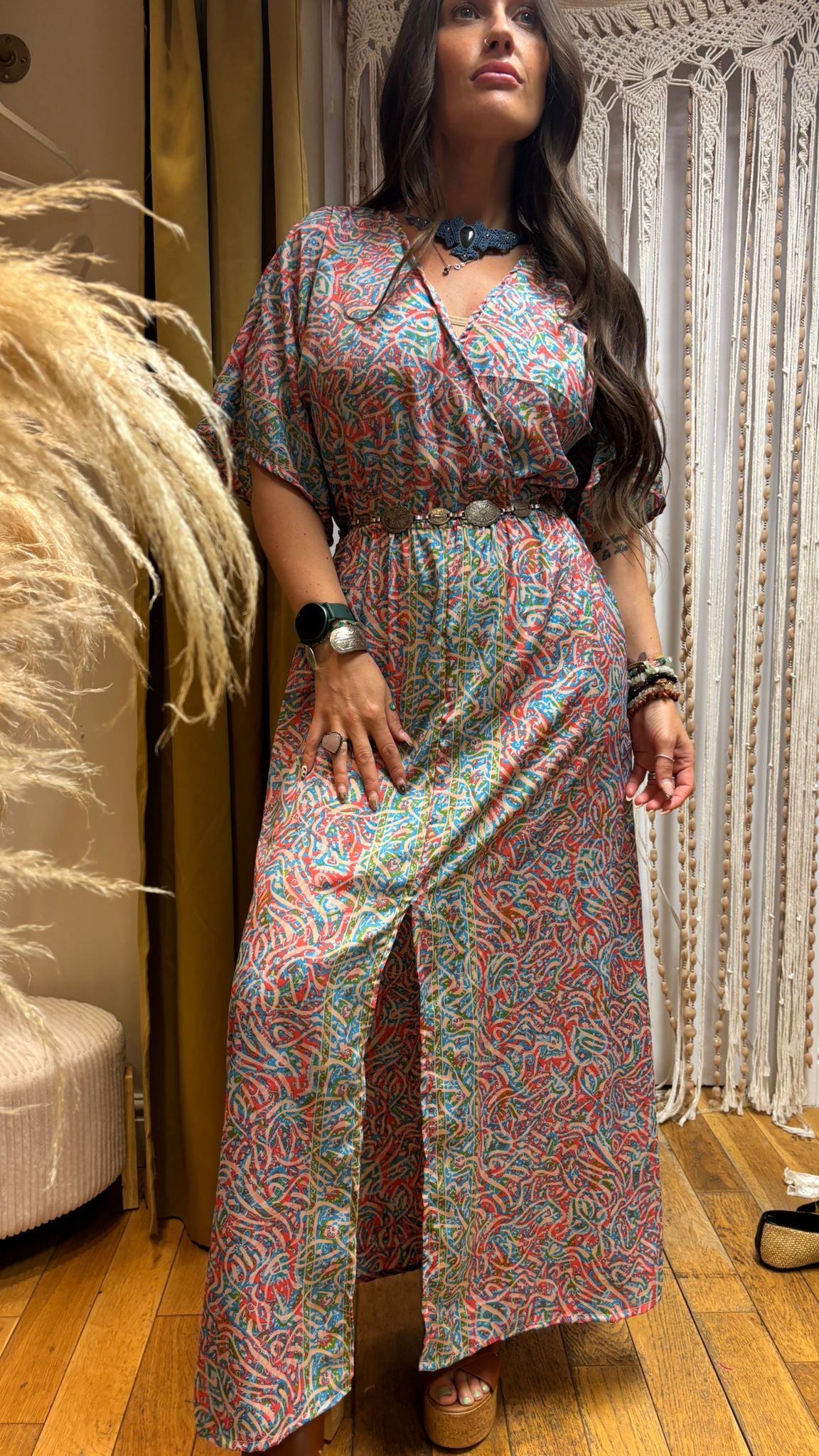 Serenity Recycled Sari Silk Maxi Dress – One Size 10-14