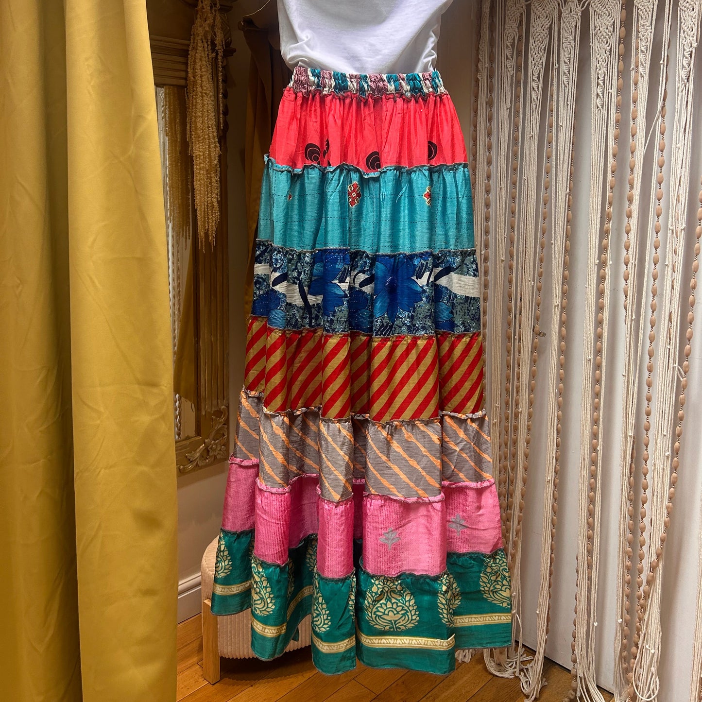 Gypsy Soul Recycled Sari Silk Skirt