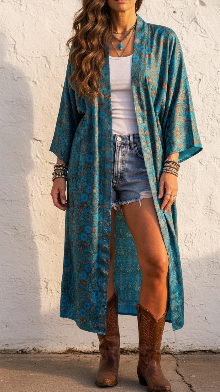 Kali Silk mix Kimono One Size 10-14
