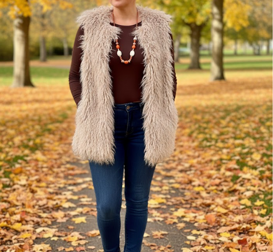 Shaggy Cream Faux Fur Gilet
