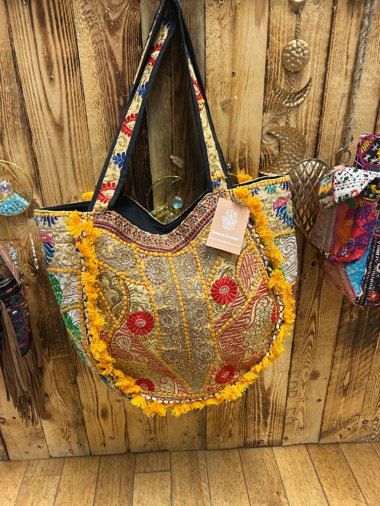 Gold & Yellow Patchwork Embroidered Tote Bag