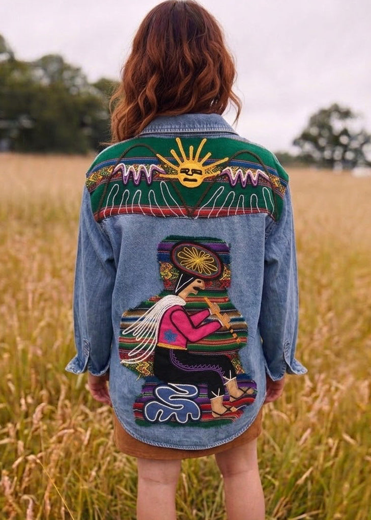 Customised Denim Shackett Mexican appliqué size 14/16