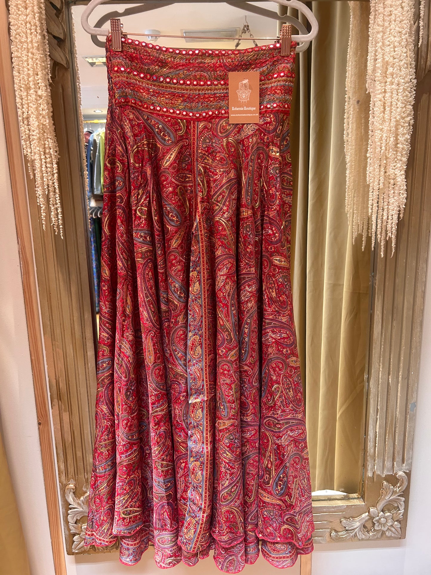 Indra burnt red embellished Boho Palazzo Pants one size 10-14