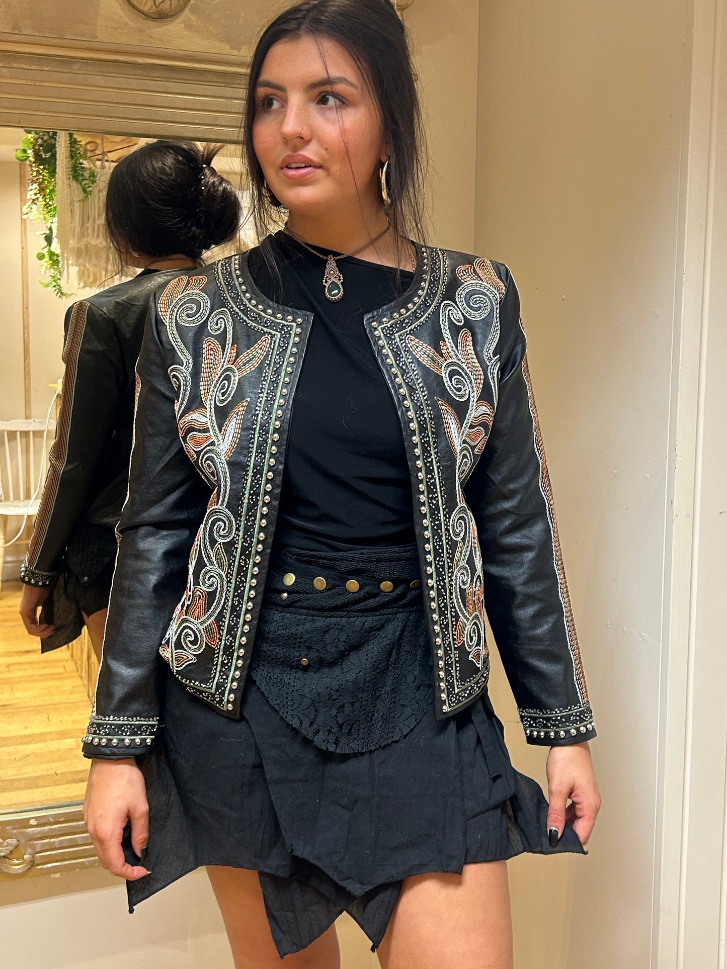 Black embroidered Jacket.
