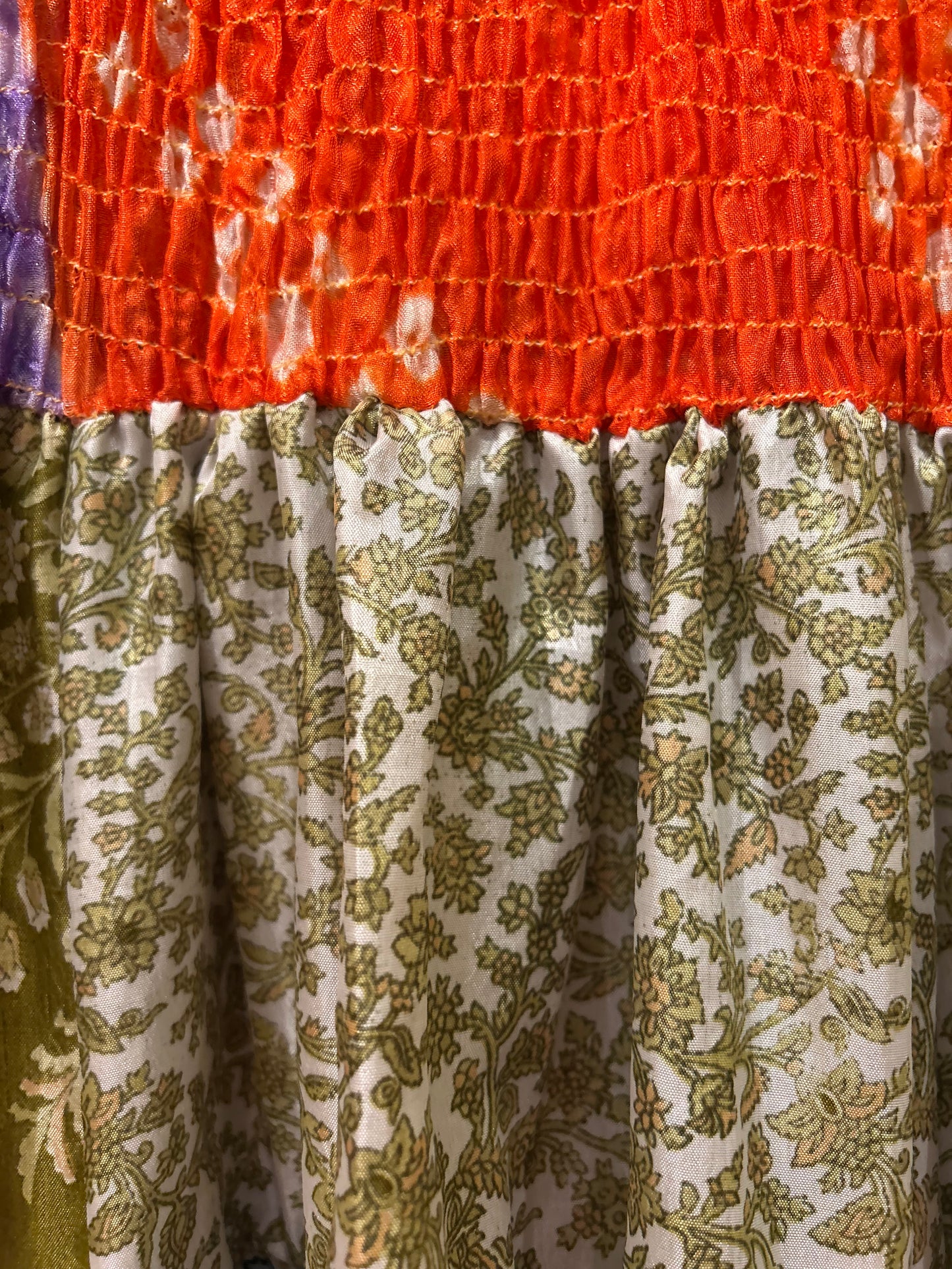 Aura Patchwork Recycled Sari Silk High Low Skirt – One Size 8-10
