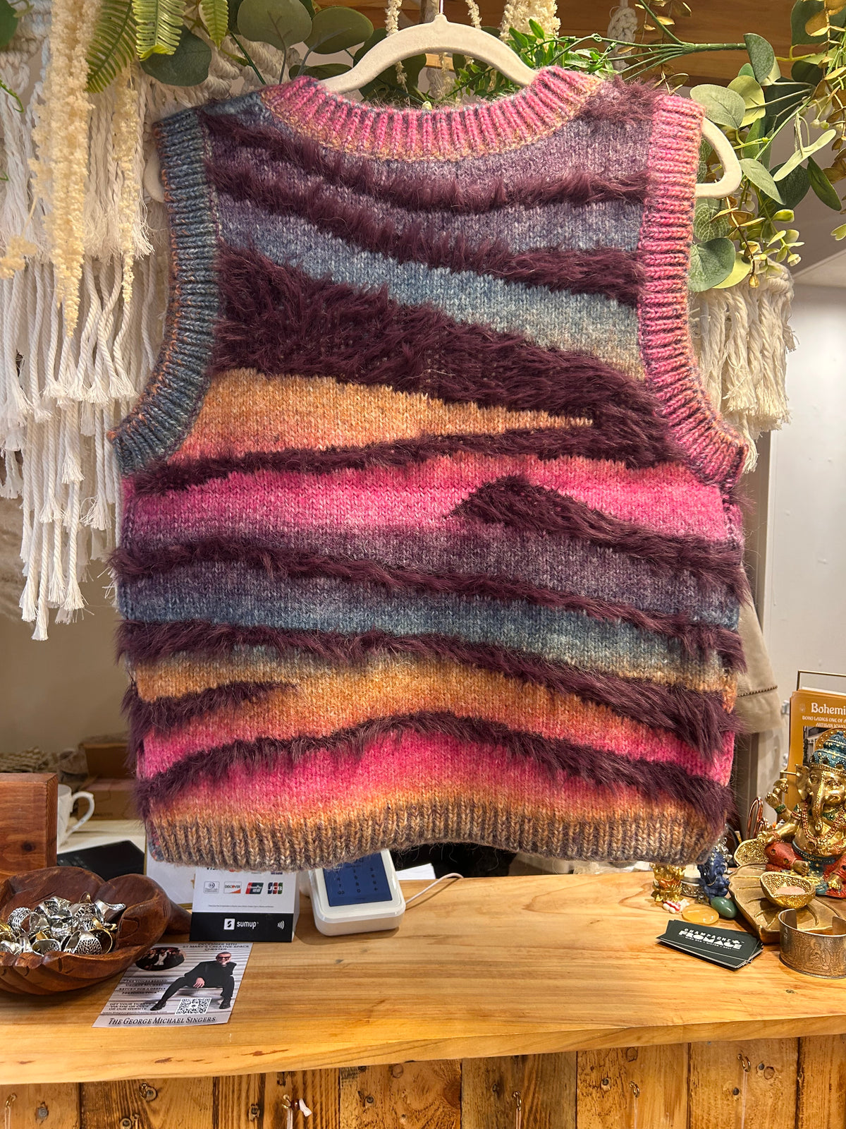 Mohair V-Neck Zebra Stripe Tank Top – One Size 8–12