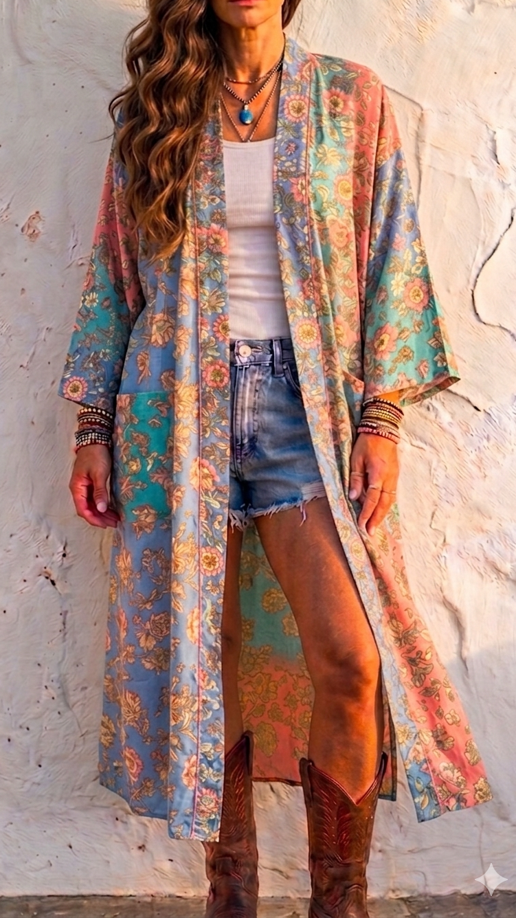 Nirvana Floral Patchwork Kimono – One Size 10-16