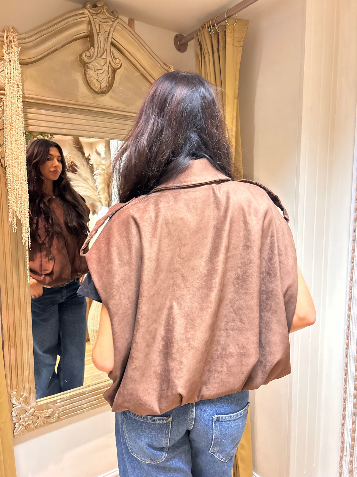 Brown Suedette Gilet one size 12-16