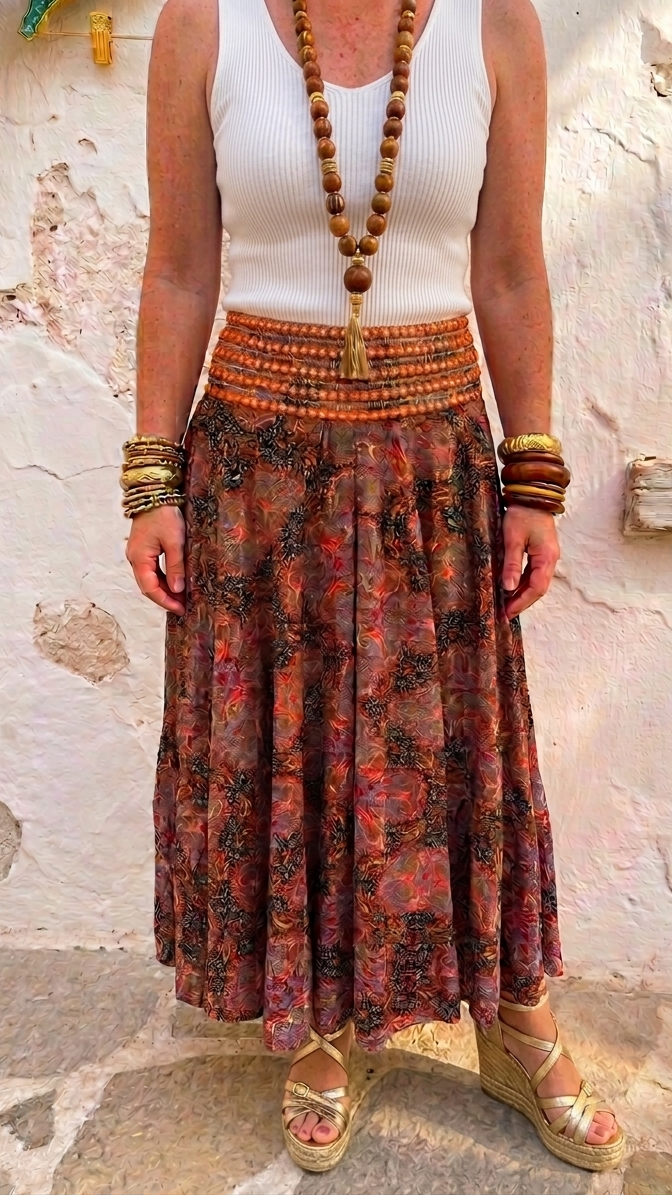 Indra Burnt orange  Embellished Boho Culottes