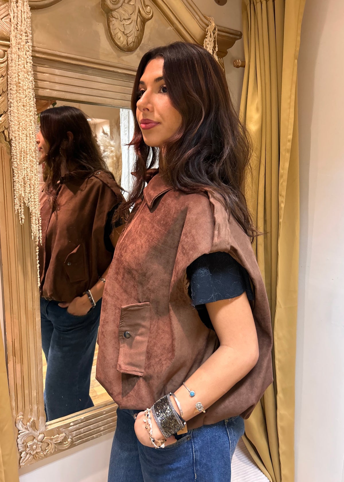 Brown Suedette Gilet one size 12-16