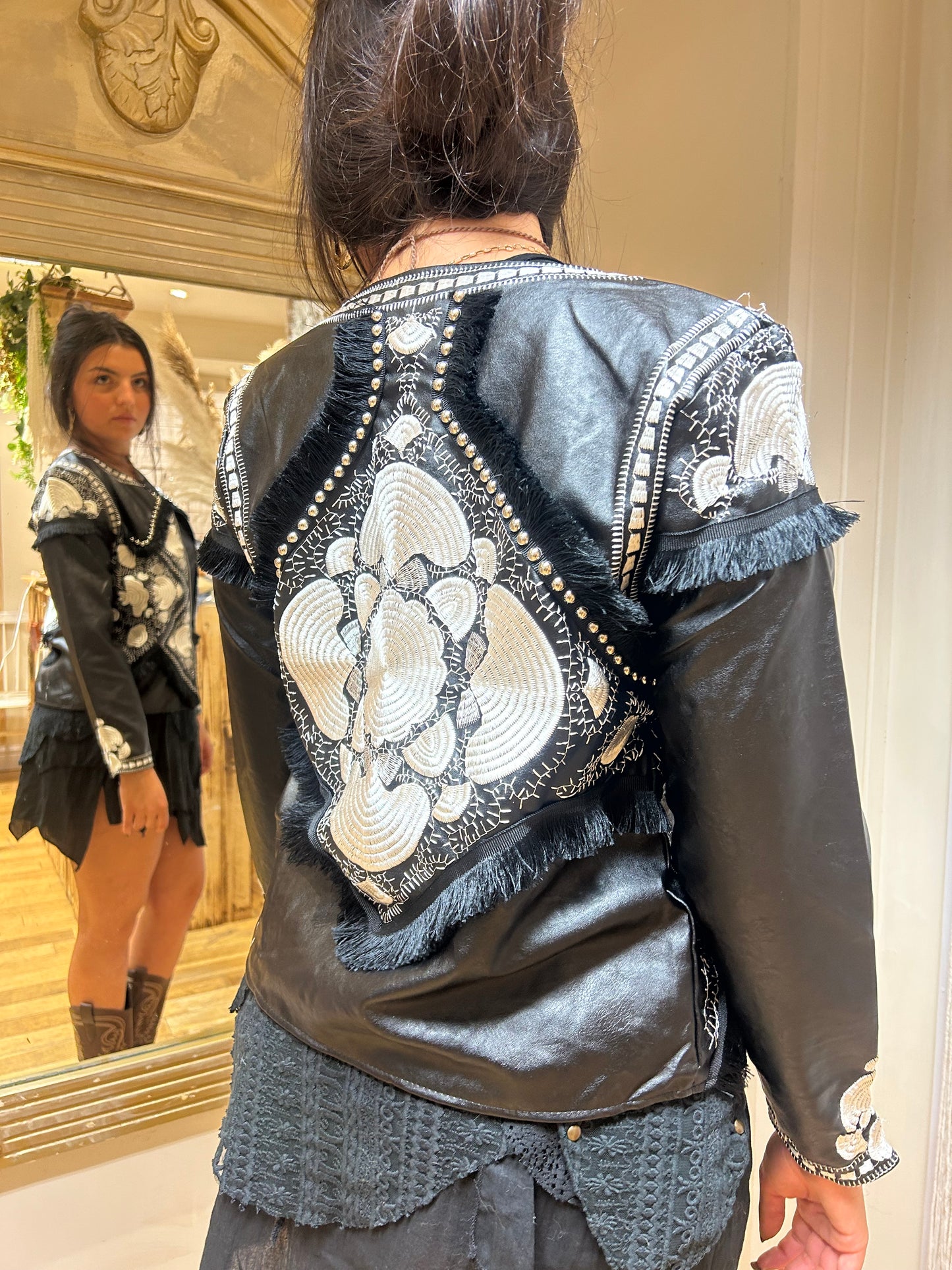 Black embroidered Jacket.