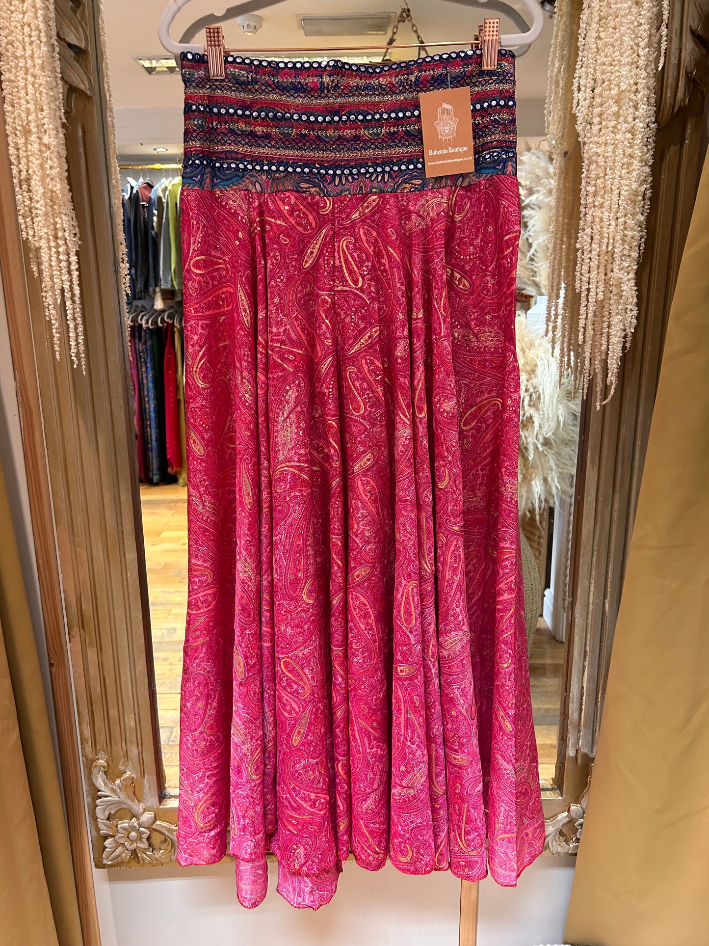 Indra deep pink embellished Boho Palazzo Pants one size 10-14