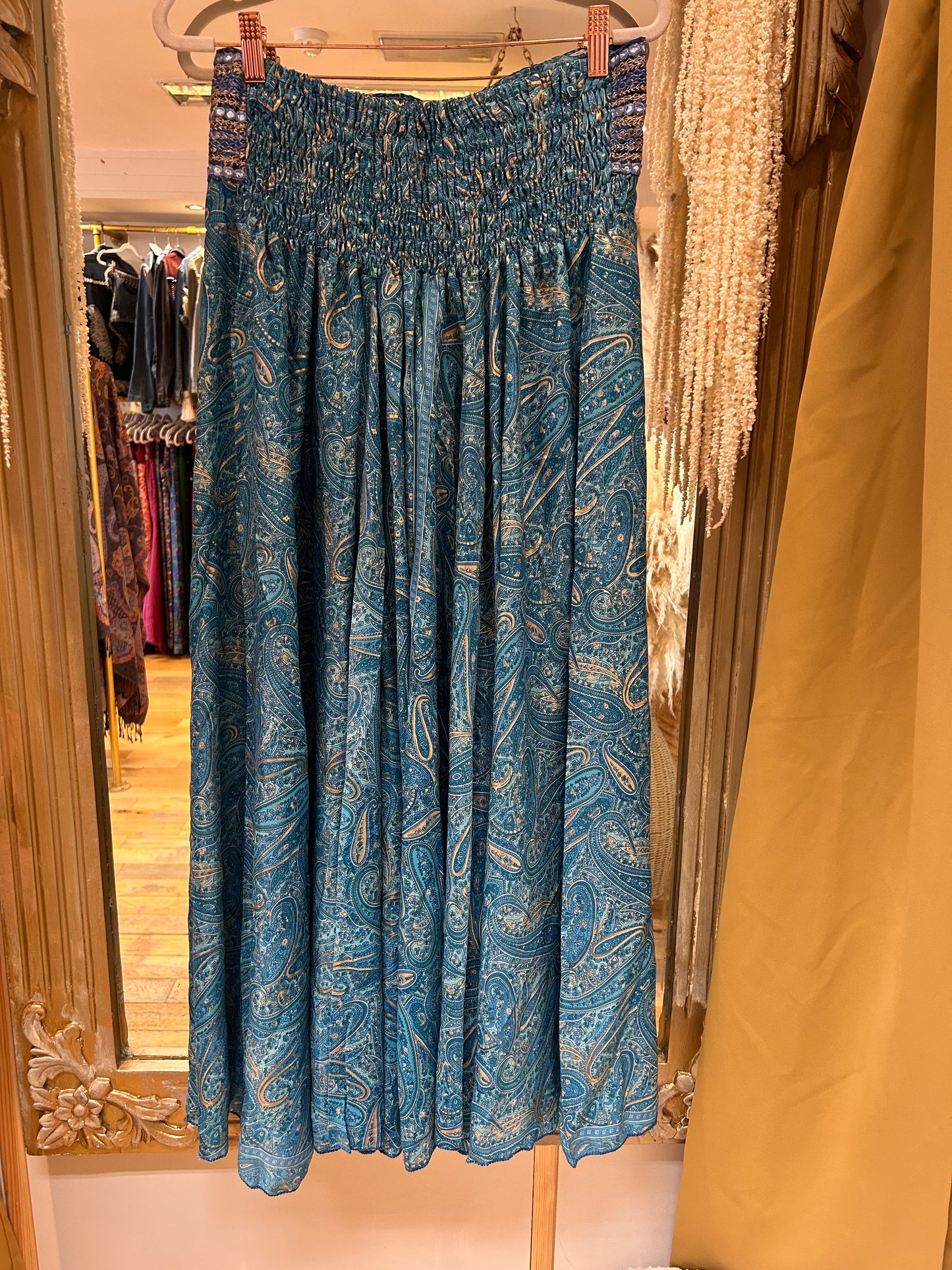 Indra Light Teal embellished Boho Palazzo Pants one size 10-14