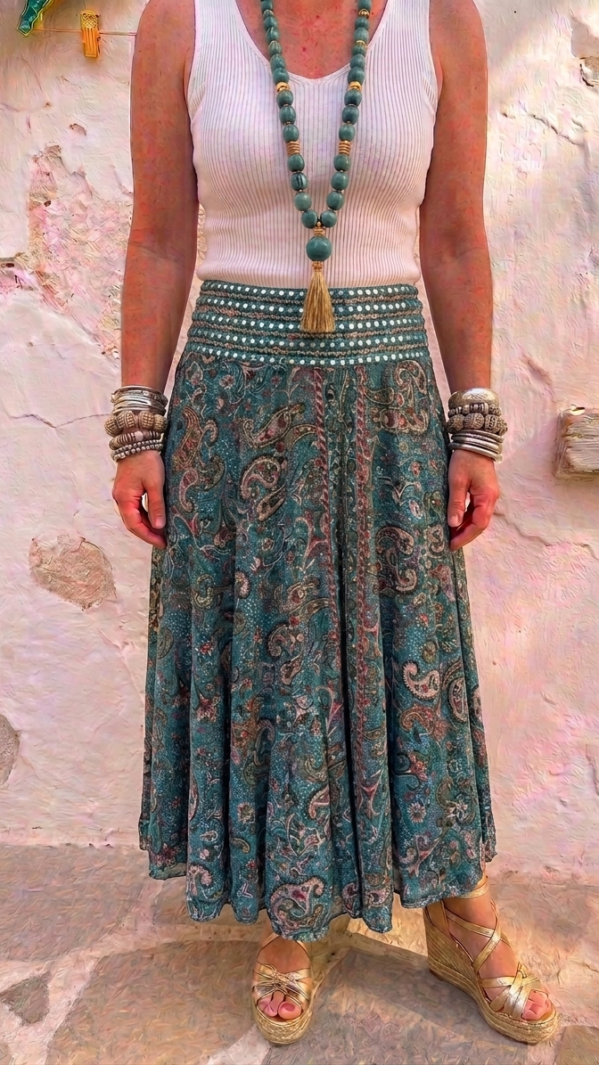 Indra Teal Embellsihed Boho Culottes