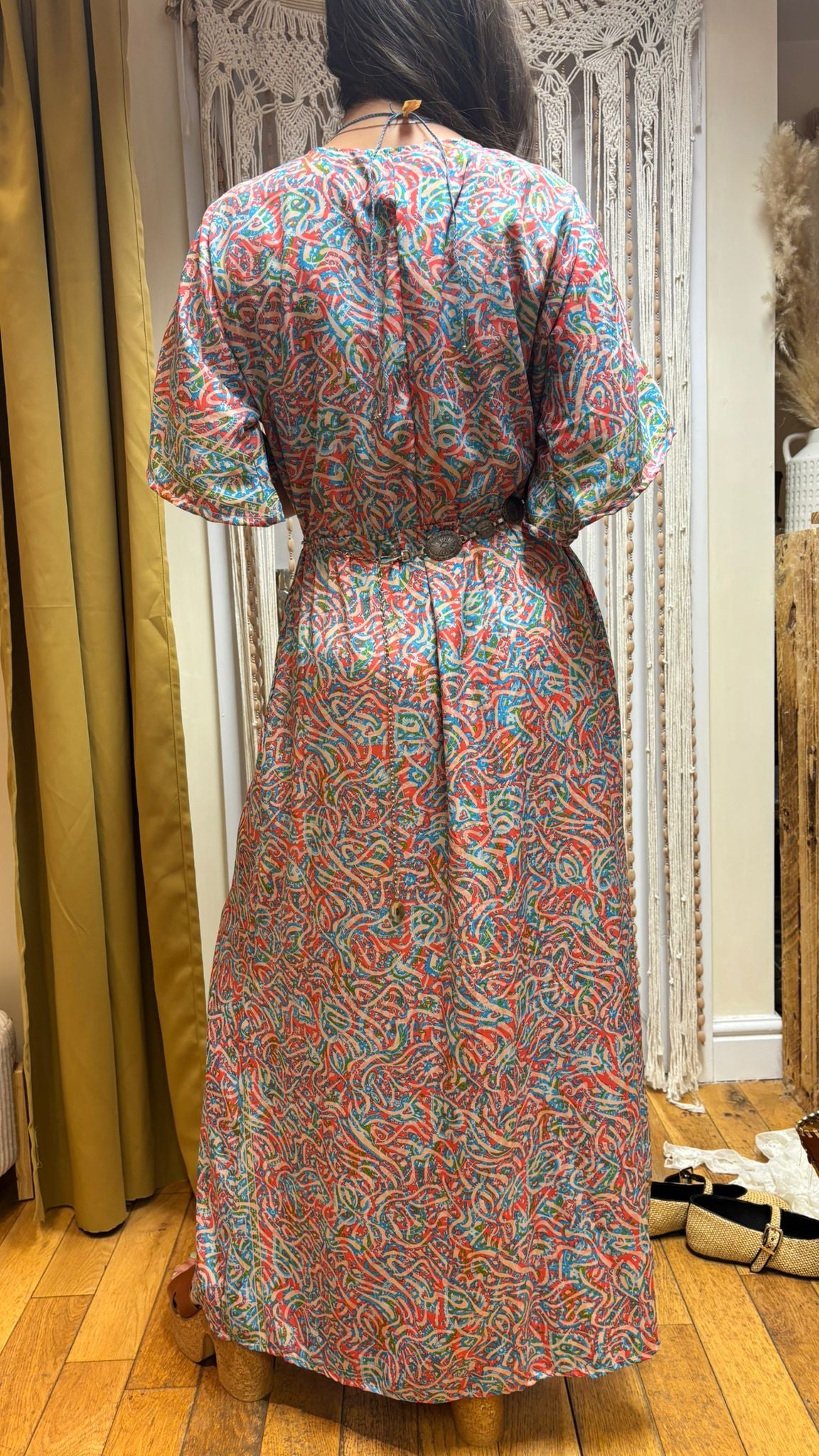 Serenity Recycled Sari Silk Maxi Dress – One Size 10-14
