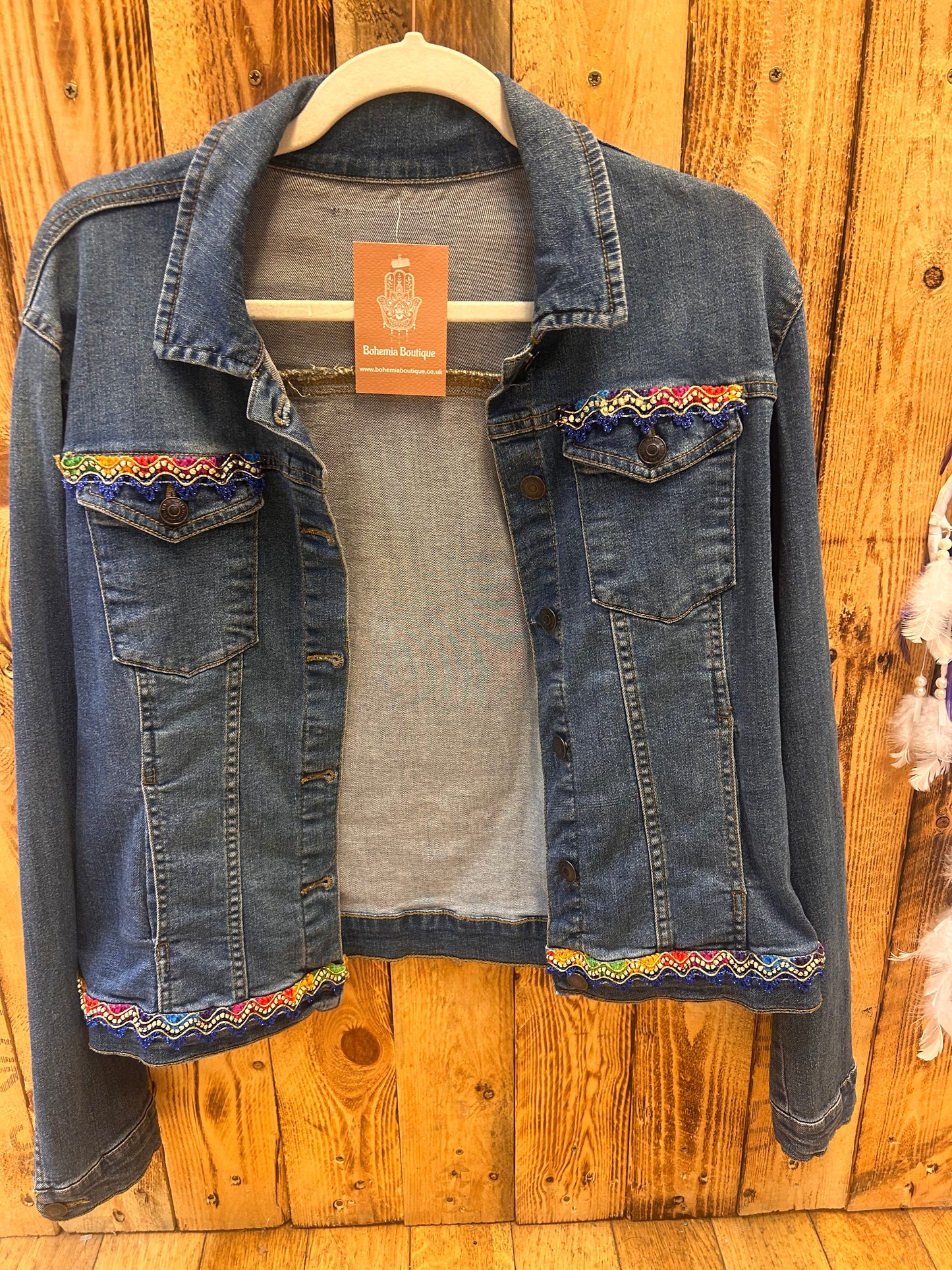 Customised Denim Jacket – Butterfly motif size 16