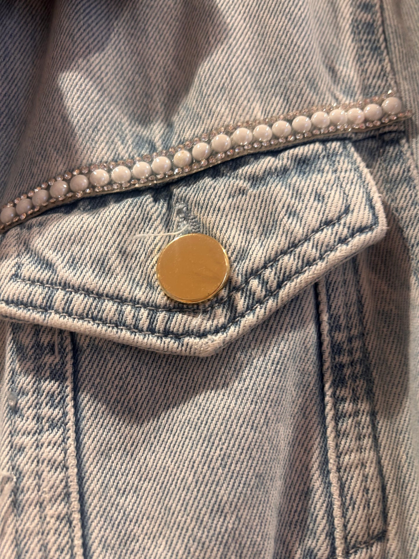 Customised Denim Jacket – Pearl Angel wings size 12