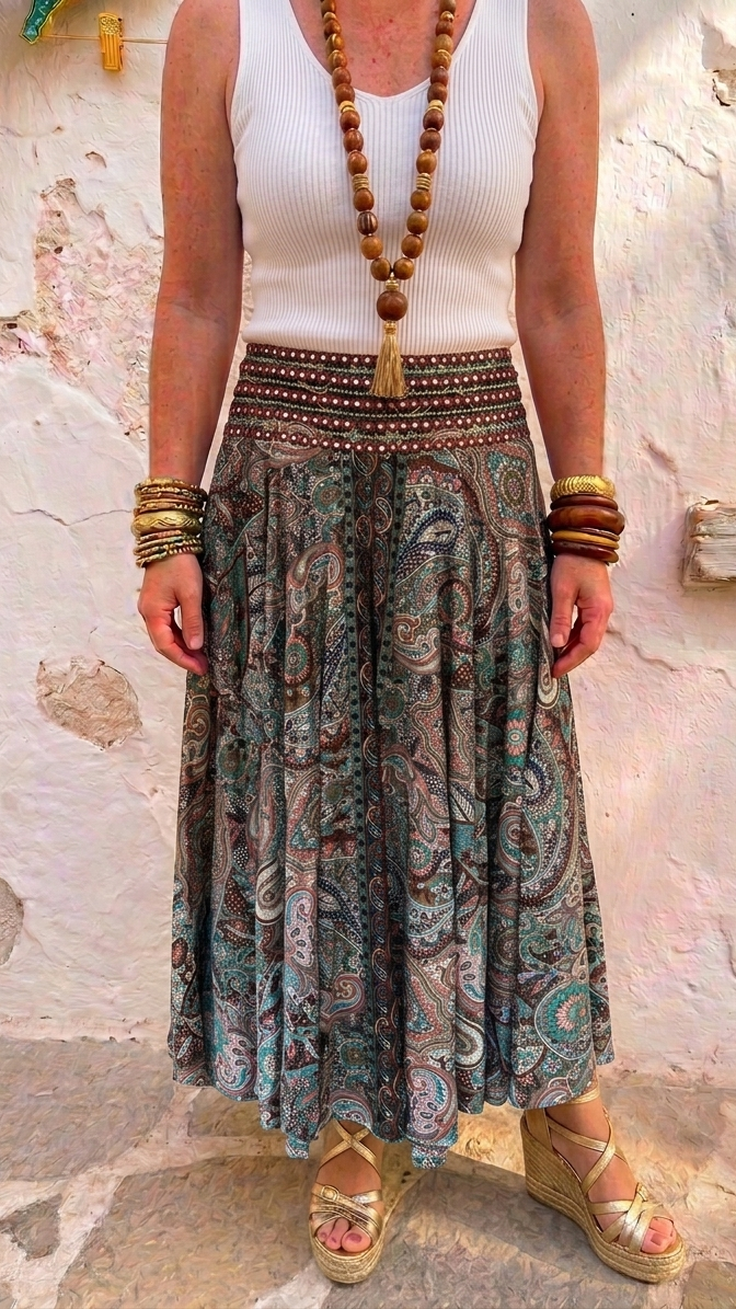 Indra Brown Embellished Boho Culottes