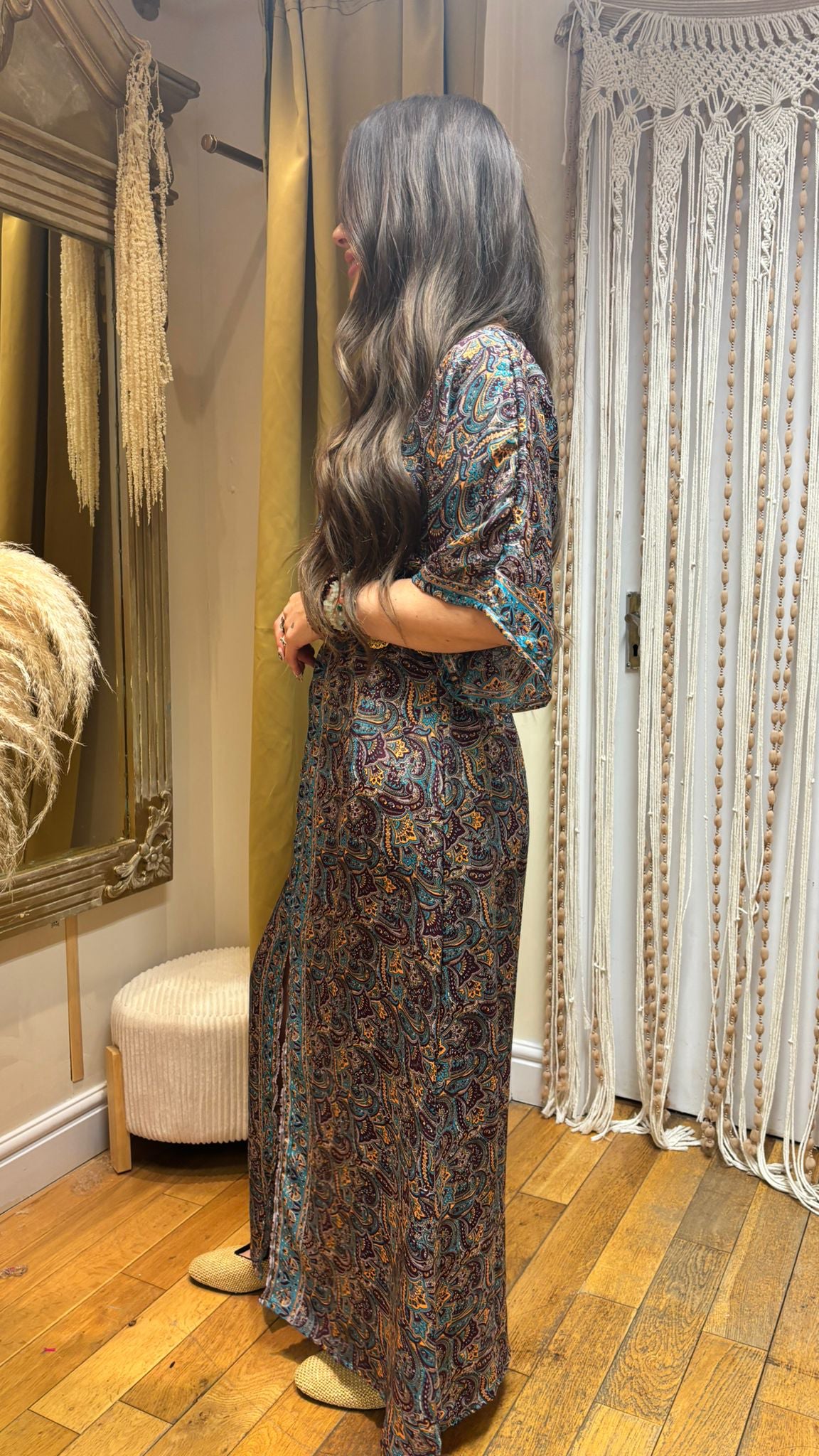 Serenity Recycled Sari Silk Maxi Dress – One Size 10-14