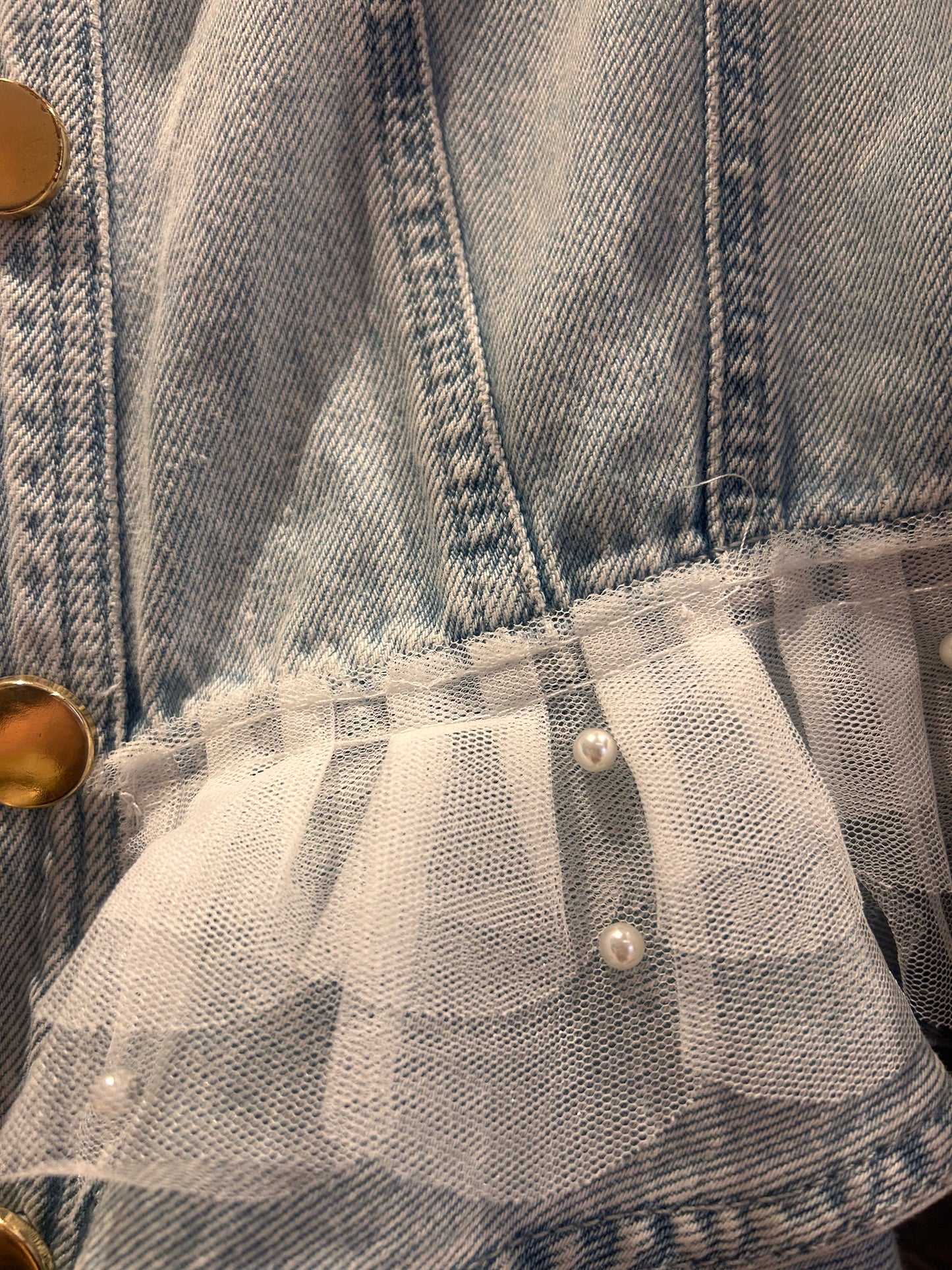Customised Denim Jacket – Pearl Angel wings size 12