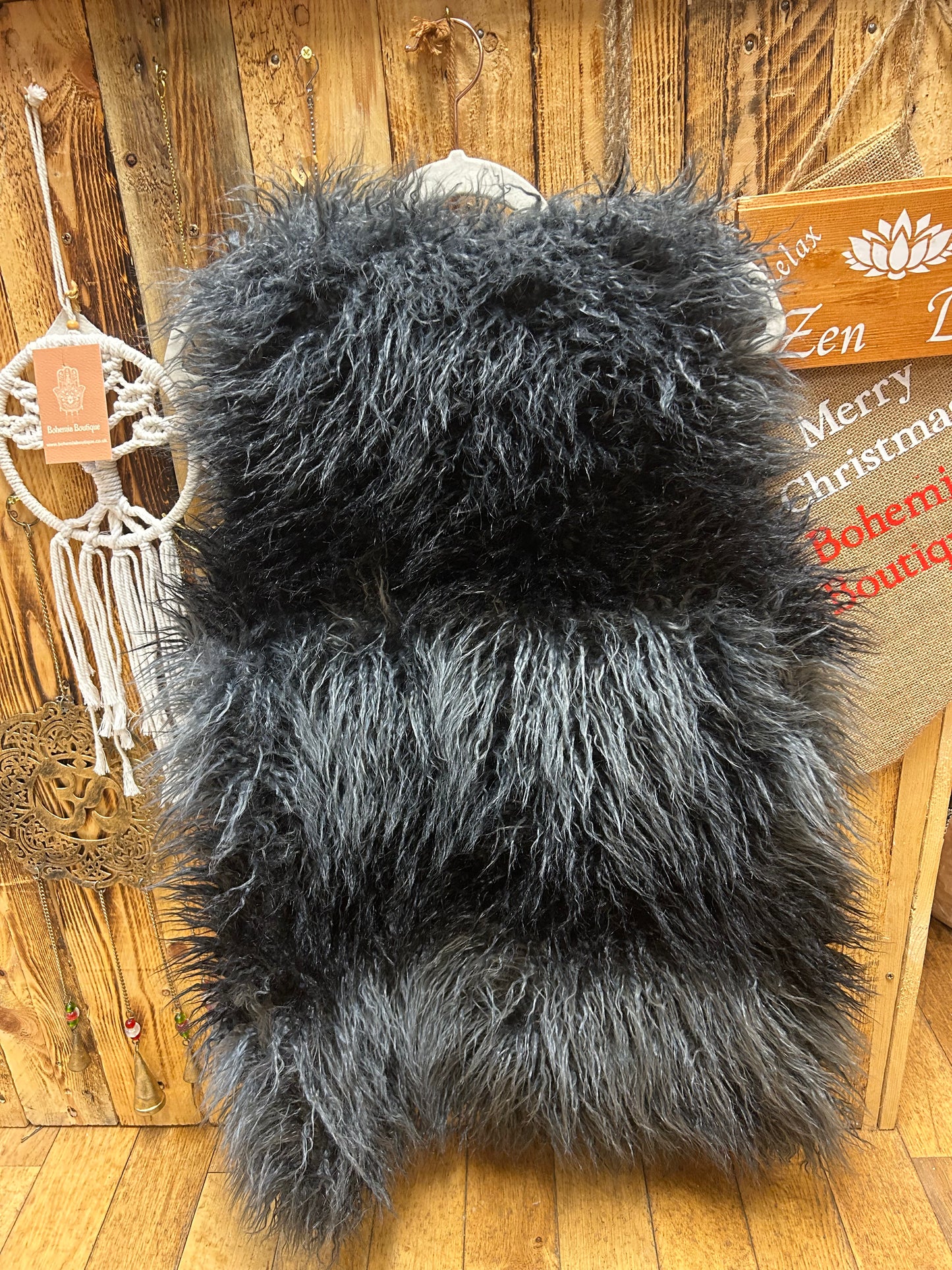 Shaggy black & grey gradient Faux Fur Gilet