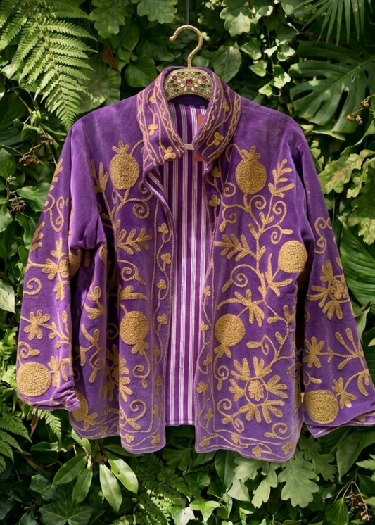 Suzani Floral Velvet Embroidered Jacket size 8-12